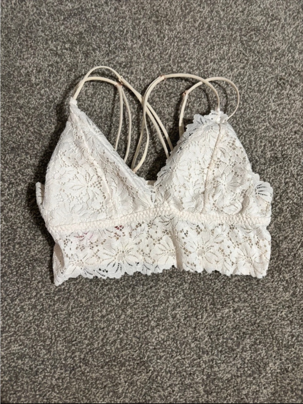 Victoria's Secret Cream Lace Bralette with Strappy Back